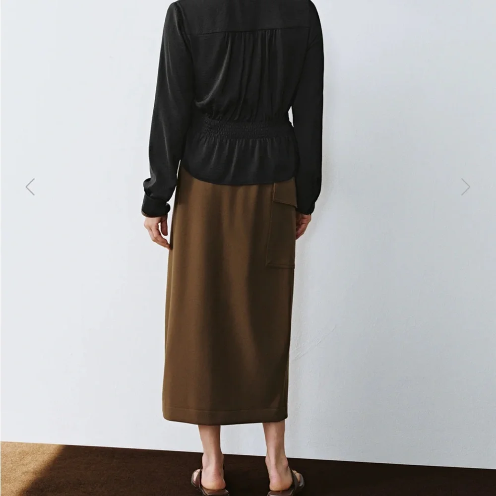 Elegant Brown Midi Skirt - Picture 6 of 9